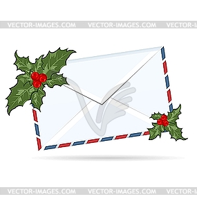 Christmas letter with Holly berry - vector clipart / vector image