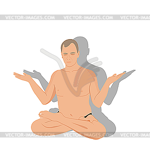 Yogas the man sits and meditates - color vector clipart