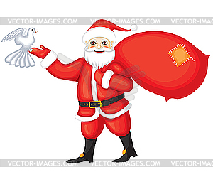 Santa Claus and dove - vector clip art