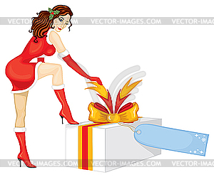 Beautiful Santa lady - vector clipart