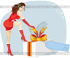 Beautiful Santa lady - vector EPS clipart