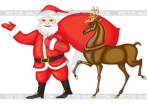 Santa Claus and deer Rudolph - vector clipart / vector image