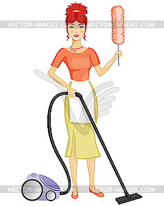 Woman with vacuum cleaner - vector EPS clipart