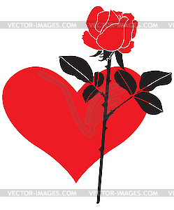 Rose and heart - vector clipart