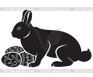 Easter bunny and eggs - vector clip art