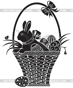 Basket with the hare - vector image