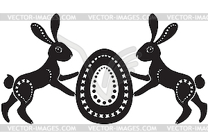 Pair of easter hares - vector image