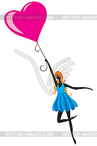 Girl with the balloon - vector clip art