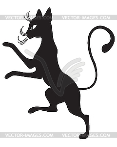 Черная кошка в профиль - иллюстрация в векторном формате
