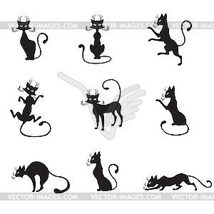 Черная кошка  - стоковый векторный клипарт