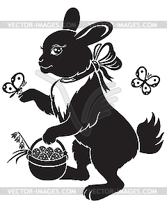 Hare with basket - vector clip art