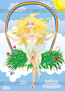 Rainbow girl - vector clipart