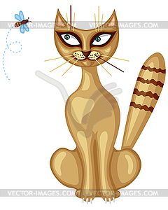 Cat and bee - vector image