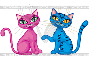 Couple of cute kittens - vector image