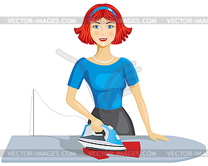 Woman ironing clothes - vector clip art