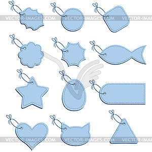 Blue labels on string - vector image