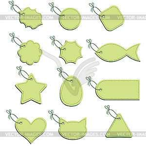 Green labels on string - vector clipart