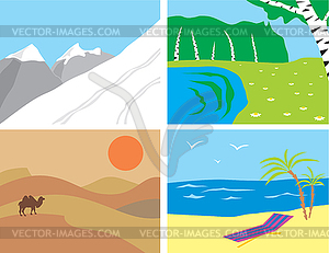 Landscapes in primitive style - vector image