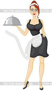 Waitress brings order - vector image