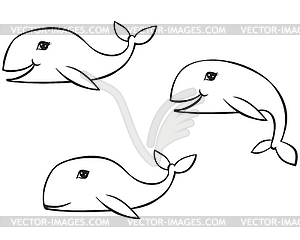 Outline drawing whale - vector clip art