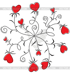 Round Dance flowers hearts - vector image