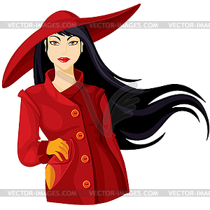 Lady in hat - vector clip art