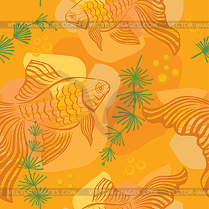 Pattern with gold fish - vector clipart