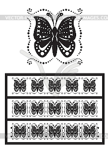 Stylized ornament with butterflies - vector image