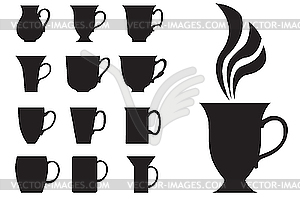 Силуэты чашек - векторизованное изображение