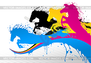 Horse line cmyk - vector clip art