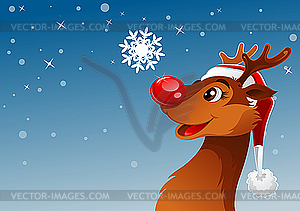 Reindeer and snowflake - vector clip art