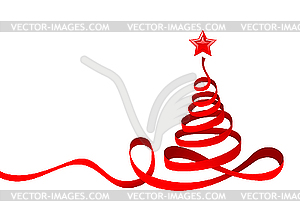 Ribbon Christmas Tree - color vector clipart