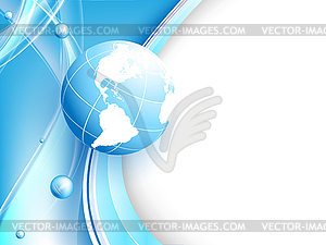 Blue background with globe - vector EPS clipart