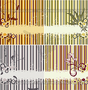 Four floral retro backgrounds - vector clip art