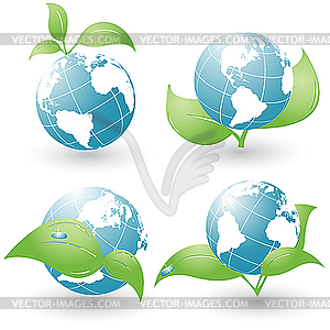 Set of four environmental icons - vector image