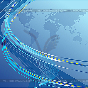 Blue abstract background with world map - vector clip art