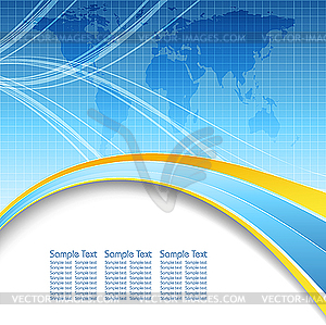 Blue abstract background with world map - royalty-free vector clipart