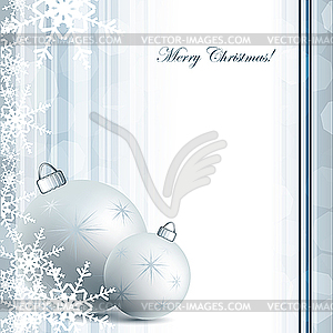 Christmas card with balls and snowflakes - vector clipart
