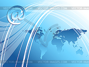 Blue abstract background with world map - vector image