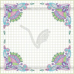 Doodle flower frame - royalty-free vector clipart