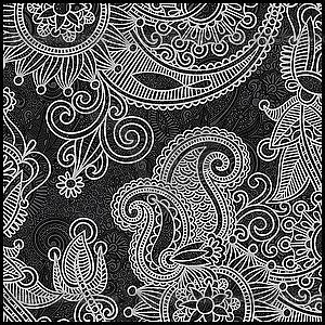 Black and white floral pattern - white & black vector clipart