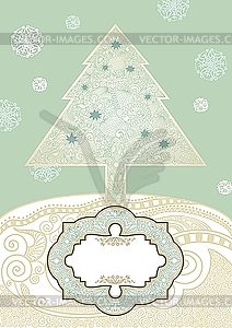Новогодняя открытка со стилизованной елкой - стоковый векторный клипарт