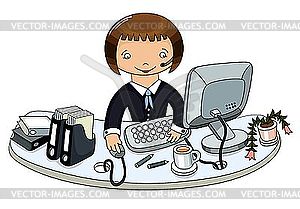 Business woman in office - vector clip art
