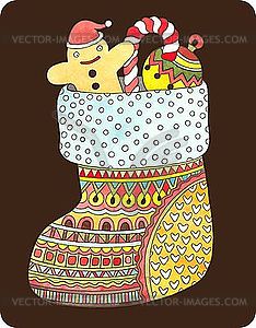 Christmas sock with gifts - vector clipart