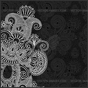 Black and white floral pattern - vector clip art