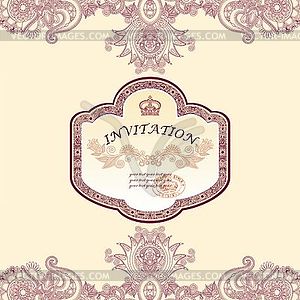 Vintage template with floral background - vector image