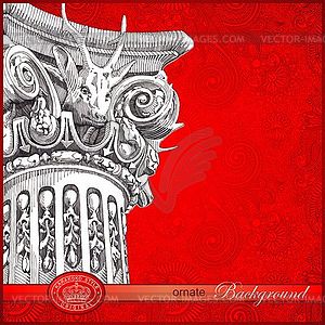 Column with floral ornate background  - vector clipart