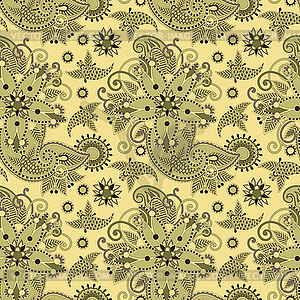 Seamless flower paisley design background  - vector image