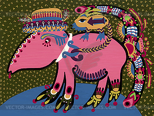 Fantasy animal. Ukrainian traditional painting - vector clip art