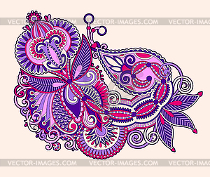 Hand draw line art ornate flower design - vector image